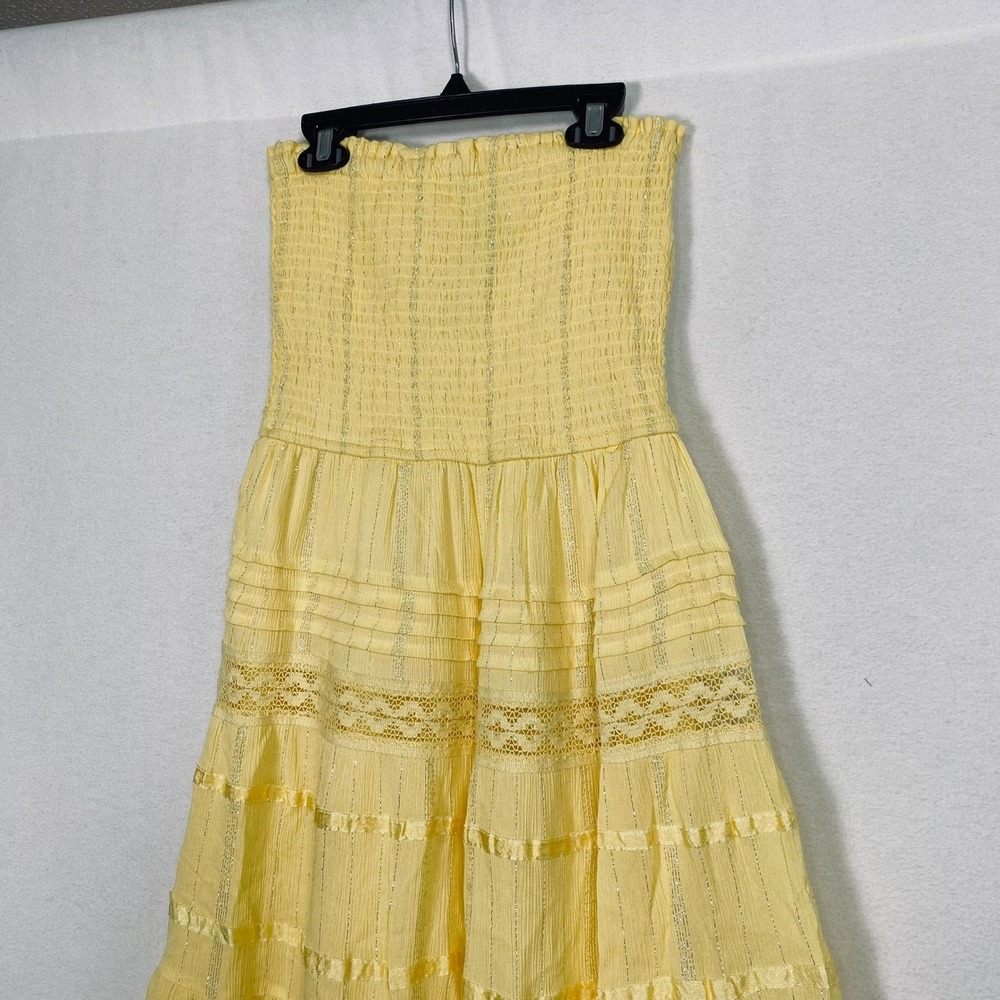 Anthropologie Spee Medium Midi Dress Butter Yellow Cottagecore Coquette Feminine - Picture 3 of 6